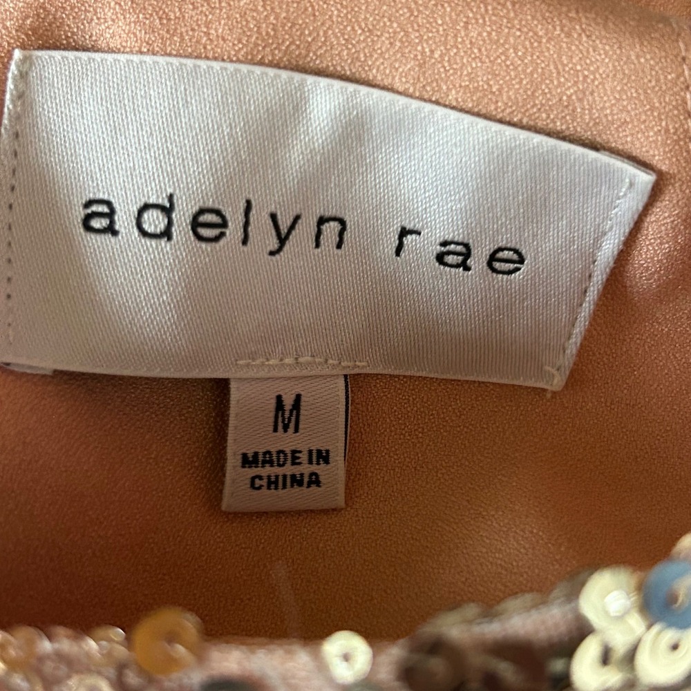 Adelyn Rae Rose Gold Floral Sequin Halter Mini Dress Bodycon Pink Silver Size M - Picture 10 of 12